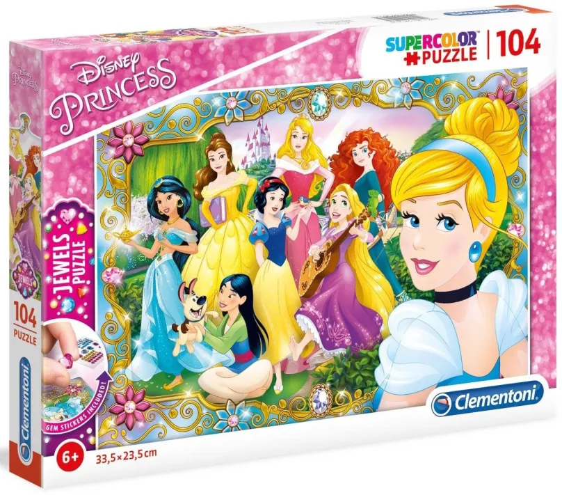 Puzzle Clementoni Puzzle s drahokamami Zábava s Disney princeznami 104 dielikov