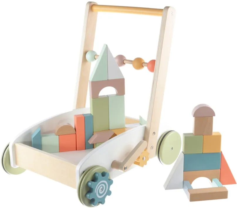 Drevená hračka ZOPA Drevený vozík s kockami Wood