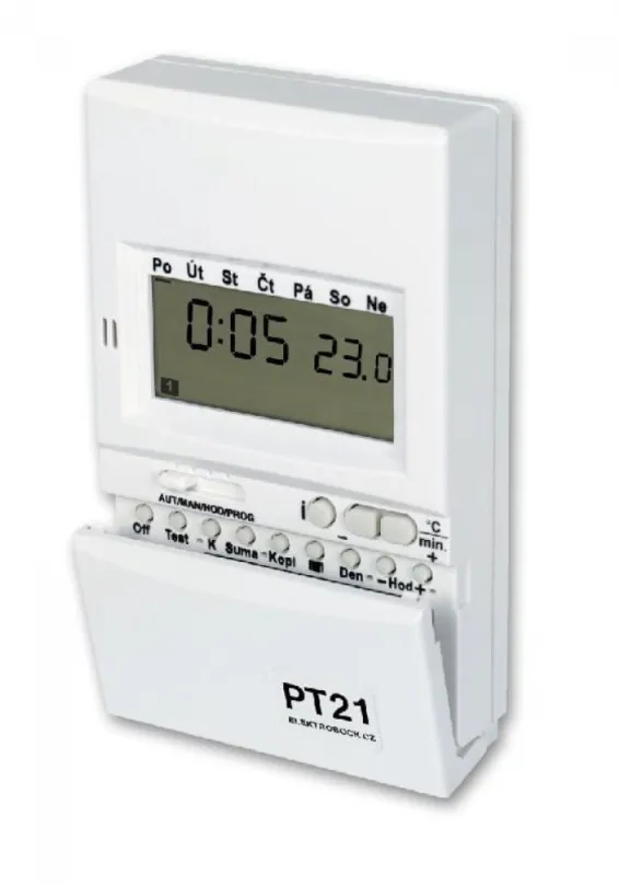 Chytrý termostat Elektrobock PT21, drôtový 230V, digitálny, napájanie batériami 2x AA, pro