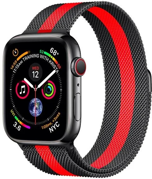 Remienok COTEetCI oceľový magnetický remienok pre Apple Watch 42 / 44 / 45 mm čierna/červená