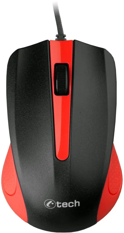 Myš C-TECH WM-01R červená, drôtová, optická, symetrická, pripojenie cez USB, citlivosť 12