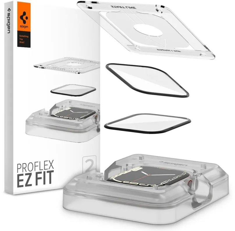Ochranné sklo Spigen ProFlex EZ Fit 2 Pack Apple Watch 9/8/7 41mm, pre inteligentné hodink