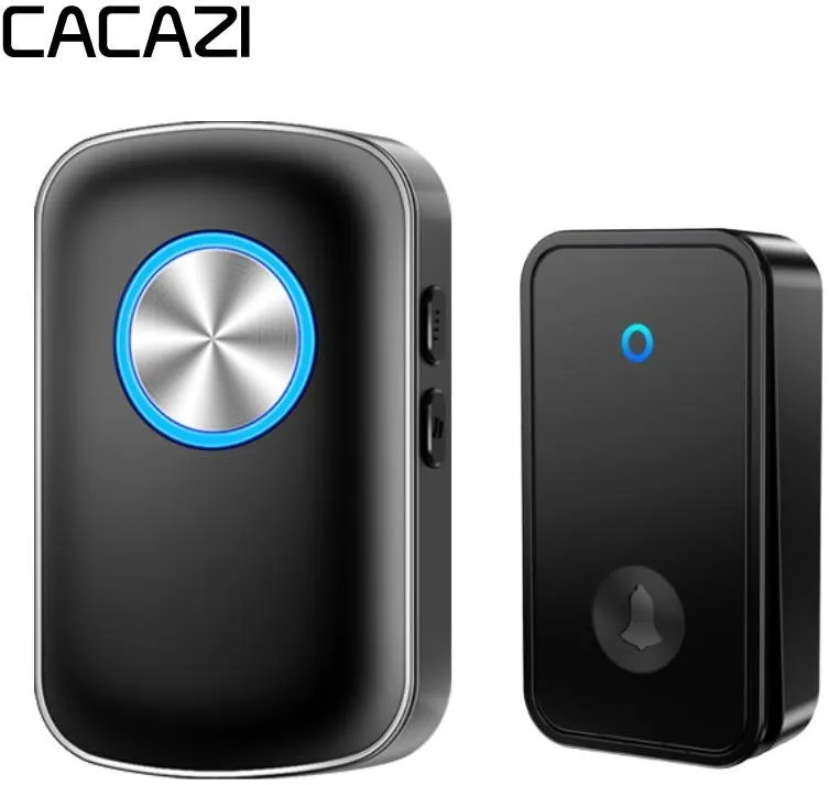 Zvonček CACAZI FA28 Bezdrôtový bezbatériový zvonček - 1x prijímač + 1x tlačidlo - čierny