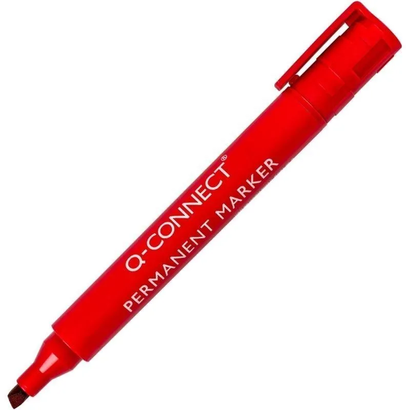 Popisovač Q-CONNECT PM-C 3-5 mm, červený, červená farba, skosený hrot, šírka stopy 3 mm
