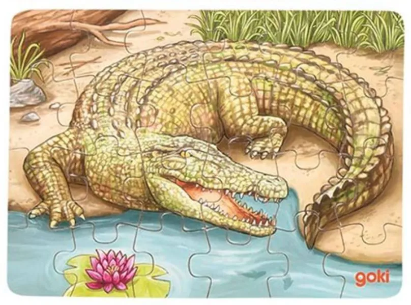 GOKI Drevené puzzle Austrálske zvieratá: Krokodíl 24 dielikov