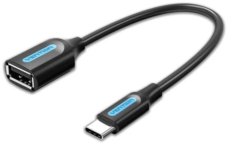 Redukcia Vention USB-C (M) na USB (F) OTG Cable 0.15m Black PVC Type