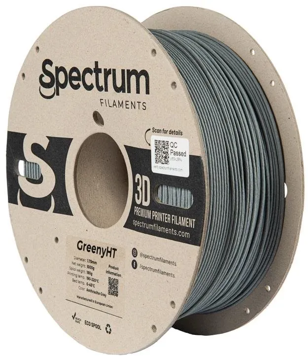 Filament Filament Spectrum GreenyHT 1.75mm Anthracite Grey 1kg, materiál GreenyHT, priemer