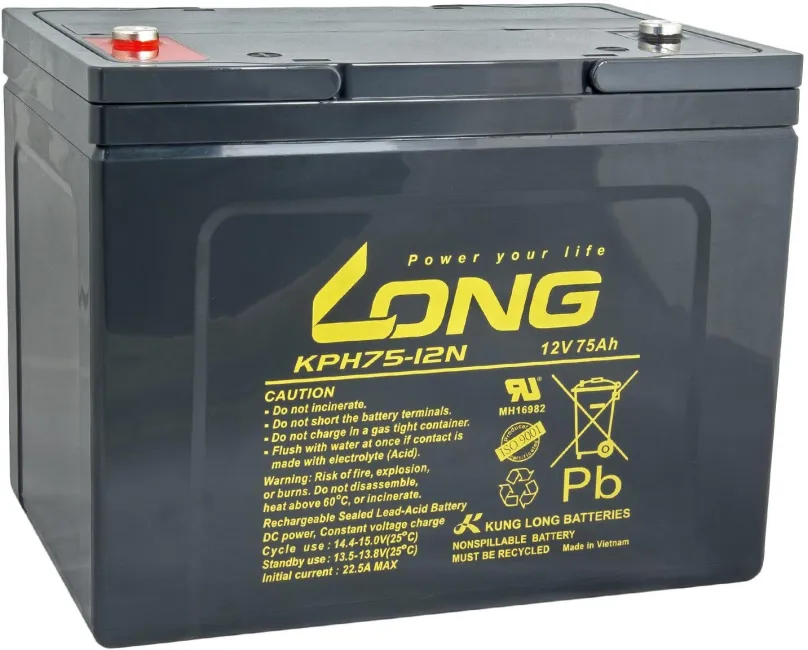 Batéria pre záložné zdroje LONG batéria 12V 75Ah M6 HighRate LongLife 12 rokov (KPH75-12N)