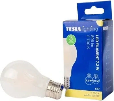 LED žiarovka Tesla - LED žiarovka FILAMENT RETRO BULB E27, 7,2 W, 230V, 806lm, 25 000h, 2700K teplá biela, 360st