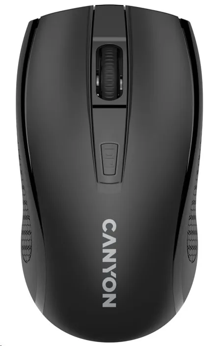 CANYON myš optická bezdrôtová MW-7, nastaviteľné rozlíšenie 800/1200/1600 dpi, 4 hr, USB dongle, 1xAA, čierna