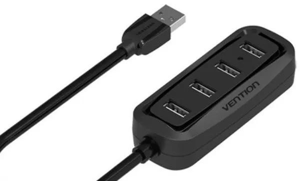 USB Hub Vention USB HUB 2.0 4-ports 0.5m Black, pripojenie pomocou USB 2.0, USB-A male, US