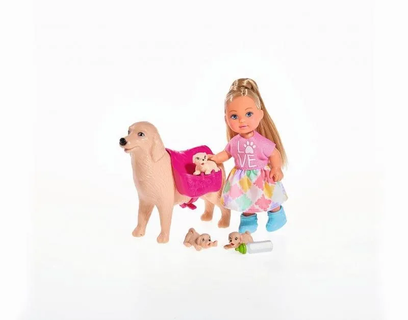 Bábika Simba Evička so psíkom a šteniatkami