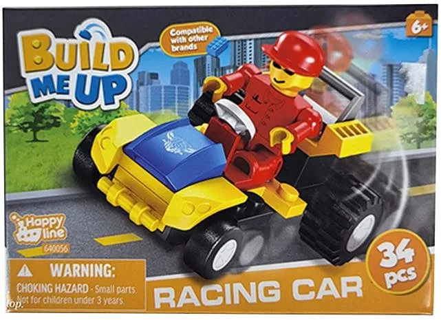 Stavebnica Mikro trading BuildMeUp stavebnica super racer - Autíčko žlté s panáčikom 34 ks