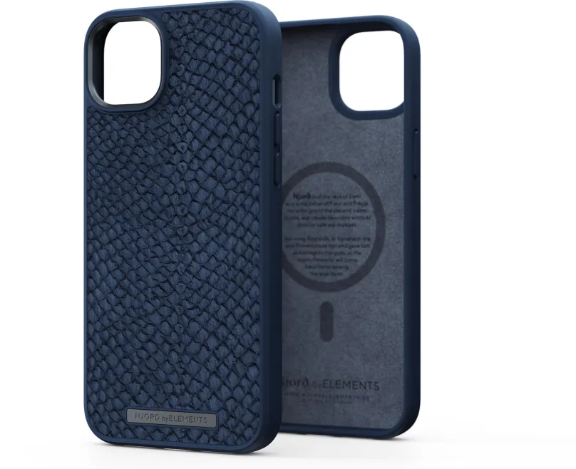 Kryt na telefón Njord iPhone 14 Plus Salmon Leather Magsafe Case Blue