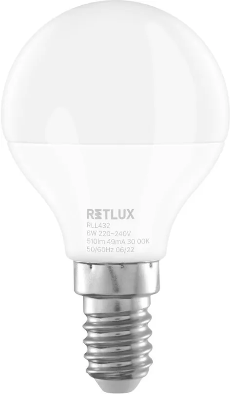 LED žiarovka RETLUX RLL 432 G45 E14 miniG 6W WW