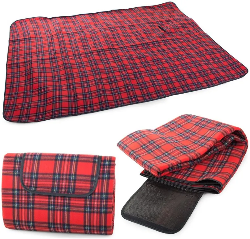 Pikniková deka WERK 150 x 200 cm, červená károvaná, 200x150 cm, s izolačnou vrstvou