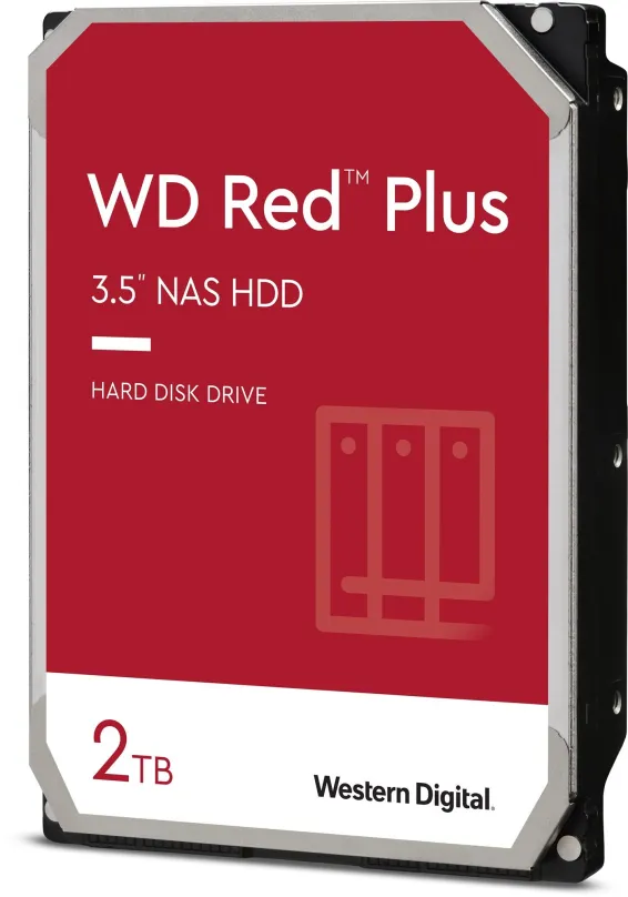 Pevný disk WD Red Plus 2TB, 3.5", SATA III, maximálna rýchlosť prenosu 180 MB/s, cach