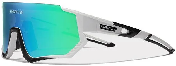 Cyklistické okuliare Kingseven Cyklistické okuliare LS910 Bielo – čierne / sklo zelené C12