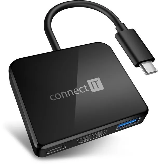 Replikátor portov CONNECT IT CHU-7050-BK USB-C hub 3v1 (USB-C, USB-A, HDMI), black