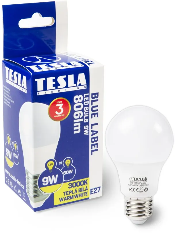 LED žiarovka TESLA LED 9W E27 3000K 1 ks