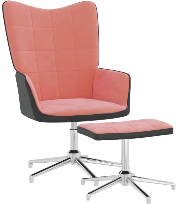Kreslo Relaxačné kreslo so stoličkou ružové zamat a PVC, 327868