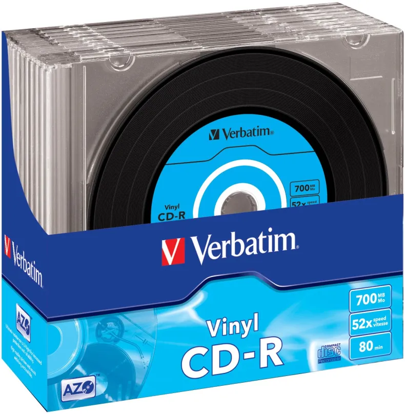 Médiá VERBATIM CD-R AZO 700MB, 52x, vinyl, slim case 10 ks