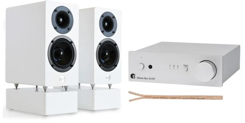 AQ Audio set Pro-Ject Stereo Box S3 BT+ WRS MM2 white passive +reprokábl AQ 615 2x1,5mm2