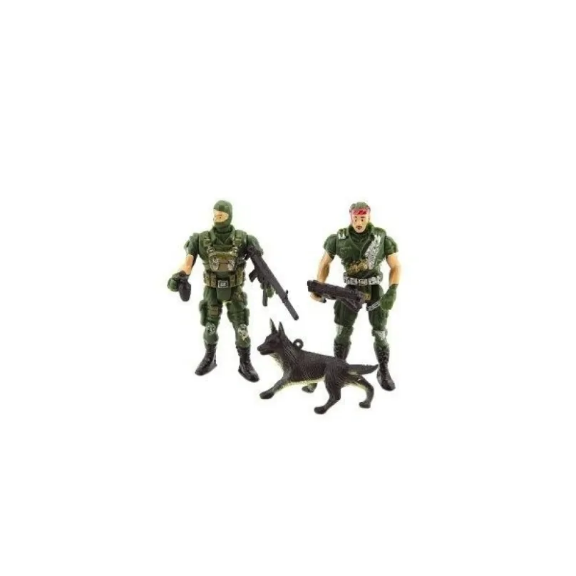 Figúrky 2 vojaci so psom a doplnky 6 cm