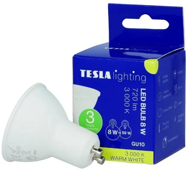 LED žiarovka TESLA LED 8W GU10, teplá biela