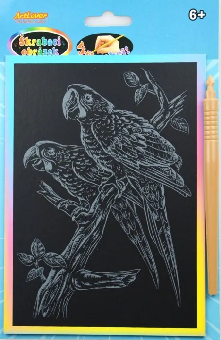 ARTLOVER Dúhový škrabací obrázok - Papagáje