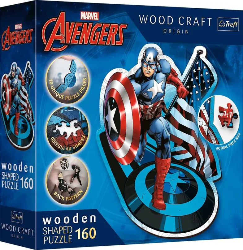 Drevené puzzle Trefl Wood Craft Origin puzzle Neohrozený Kapitán Amerika 160 dielikov
