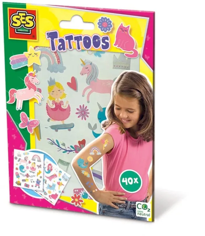 Dočasné tetovanie SES Detské tetovanie pre dievčatá, 40 ks