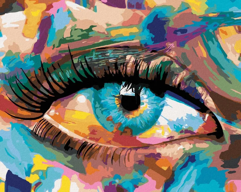 Maľovanie podľa čísel Abstraktné fluoritové oko, 40x50 cm, bez rámu a bez vypnutia plátna