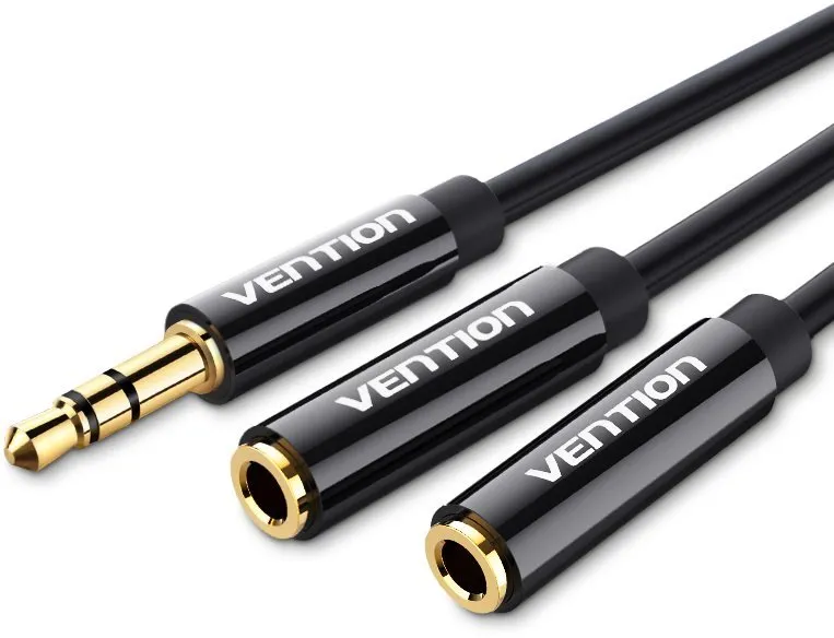 Audio kábel Vention 3.5mm Male to 2x 3.5mm Female Stereo Splitter Cable 0.3m Black ABS Type