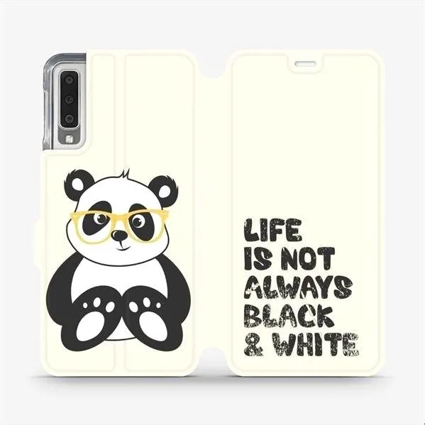 Kryt na mobil Flipové púzdro na mobil Samsung Galaxy A7 2018 - Panda M041S - life is not always black and white