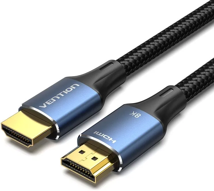 Video kábel Vention Cotton Braided HDMI-A Male to Male HD Cable 8K 1m Blue Aluminum Alloy Type