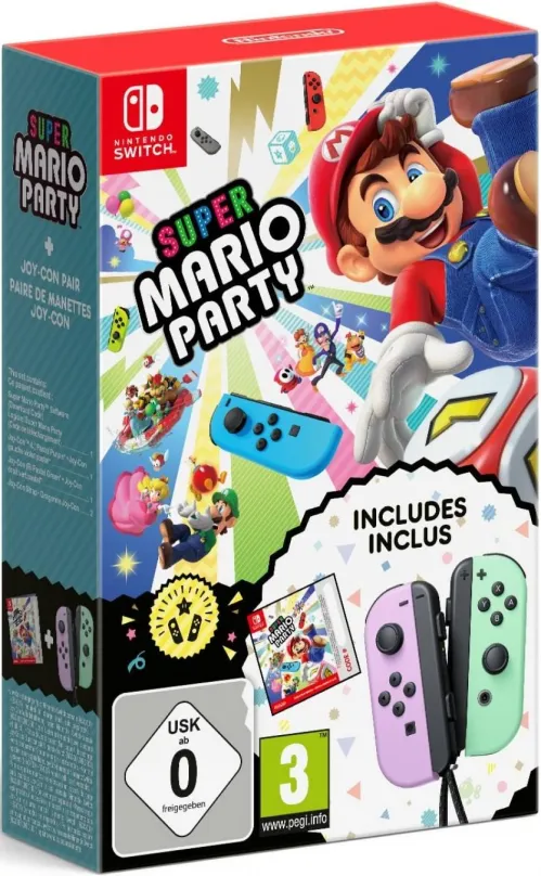 Gamepad Nintendo Switch Joy-Con Pair Pastel Purple/Green + Super Mario Party, pre Nintendo