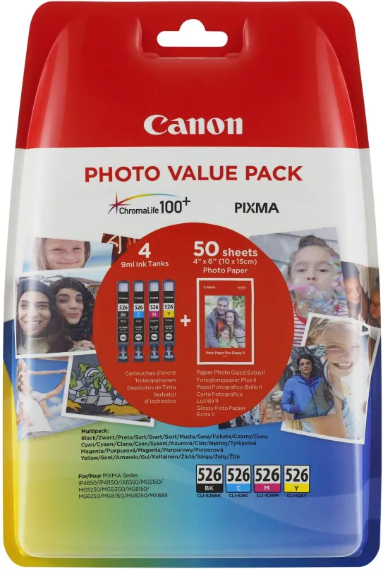 Cartridge Canon CLI-526 Multipack + fotopapier PP-201