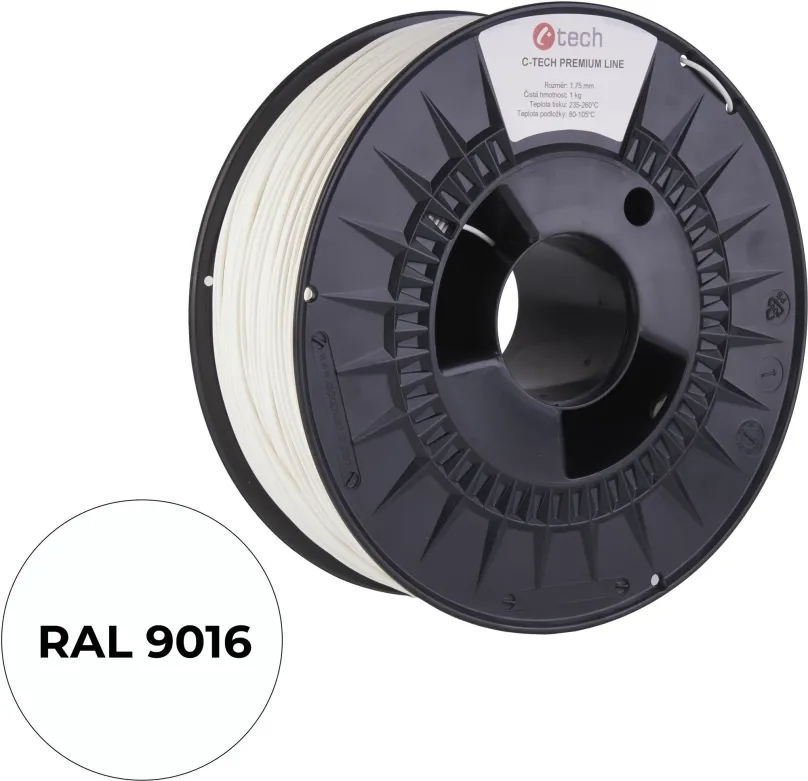 Filament C-TECH filament PREMIUM LINE PETG dopravná biela RAL9016