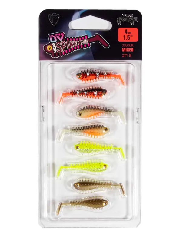 FOX Rage Gumová nástraha Micro Spikey Fry 4cm UV Mixed Colours 8ks