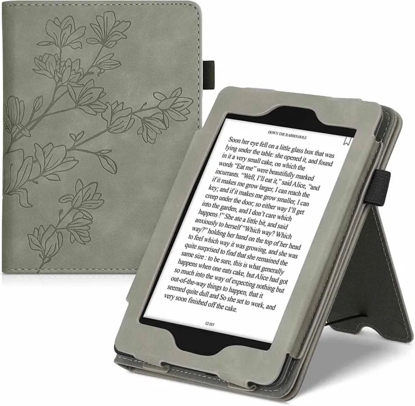 Púzdro na čítačku kníh KW Mobile - Magnolias - KW5022207 - Púzdro pre Amazon Kindle Paperwhite 4 (2018) - šedé