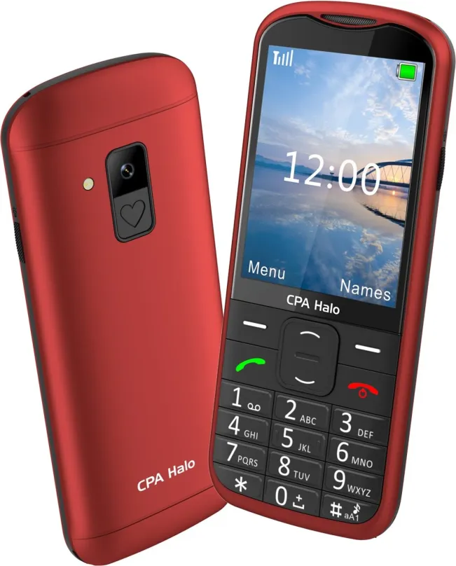 Mobilný telefón CPA Halo 28 Senior červený s nabíjacím stojanom