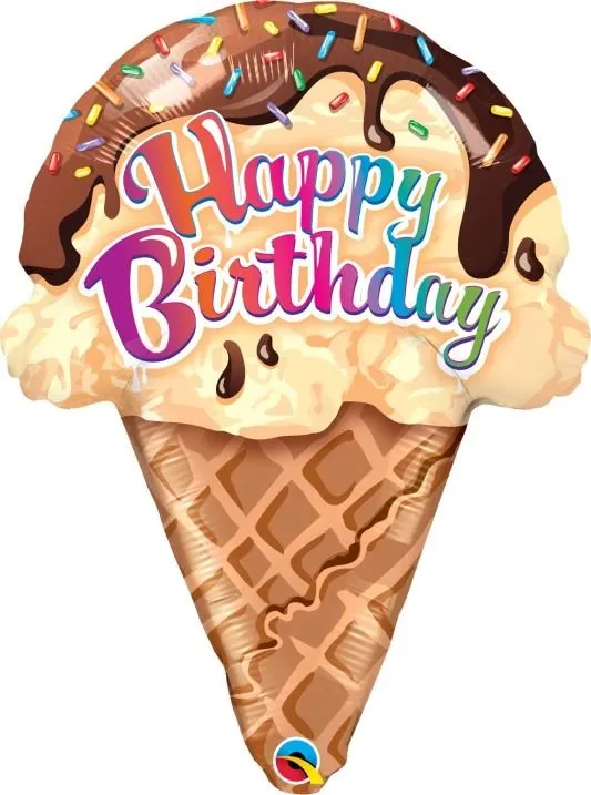 Balóniky Balónik fóliový Happy Birthday zmrzlina 69 cm