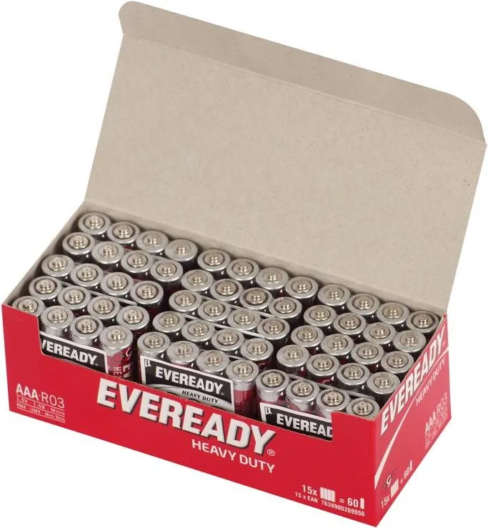 Jednorazová batéria Energizer Eveready AAA zinkochloridová batéria 60 ks