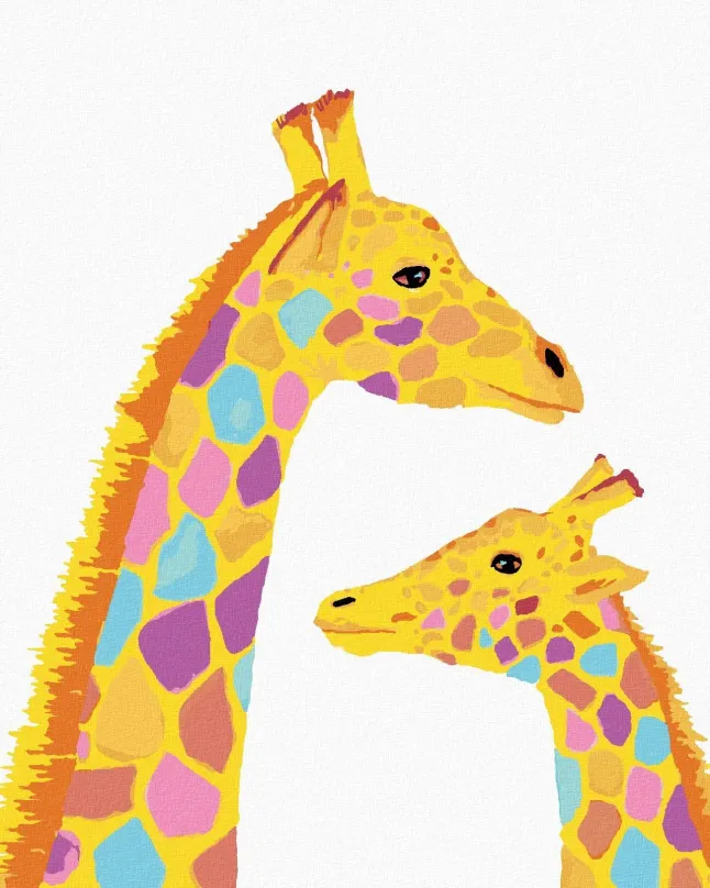 Maľovanie podľa čísel Žirafa a jej mláďa, 40x50 cm, bez rámu a bez vypnutia plátna