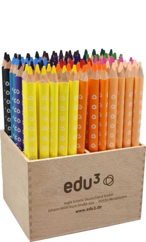 EDU3 Jumbo trojhranné pastelky H96, tuha 5 mm, 96ks/12 farieb v stojane z dreva