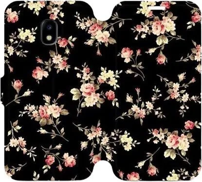 Kryt na mobil Flipové puzdro na mobil Samsung Galaxy J3 2017 - VD02S Kvety na čierne