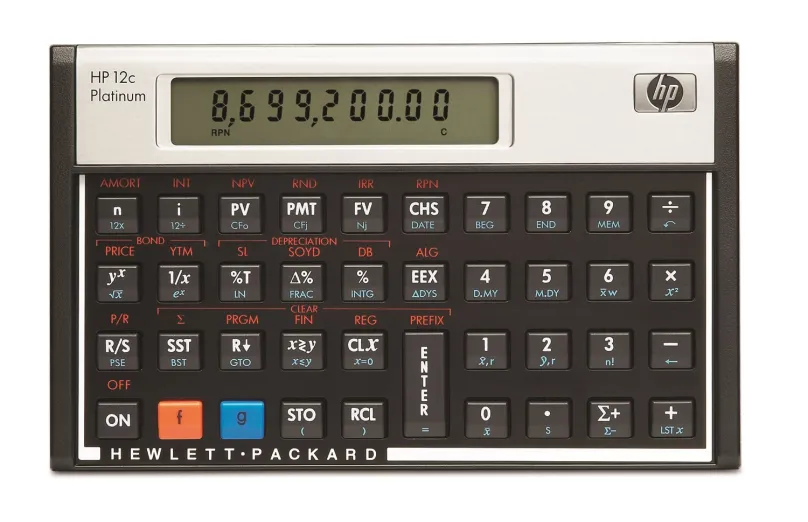 Kalkulačka HP 12c Platinum, vedecká, batériové napájanie, 1riadkový displej, výpočet perce