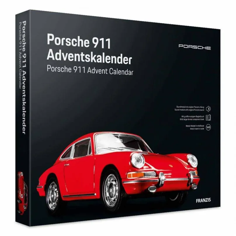 Adventný kalendár Franzis Verlag adventný kalendár Porsche 911 so zvukom červený 1:43