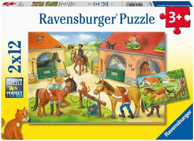 Puzzle Ravensburger puzzle 051786 Šťastný deň na statku 2x12 dielikov